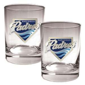   San Diego Padres MLB 2pc Rocks Glass Set   Primary Logo Sports