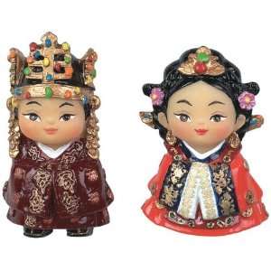  Silver J Figurines   oriental King and Queen, marble dolls 