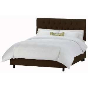  Skyline Furniture Tufted Bed in Velvet Chocolate   Queen 
