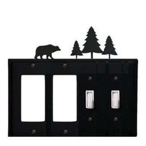 Bear Combination Cover   Double GFI Left With Double Switch Right Pine 