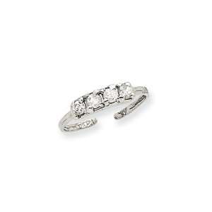  Cubic Zirconia Toe Ring in 14 Karat White Gold Jewelry