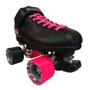  Riedell R3 Quad Speed Skates   Black Boots with 2 Pink & 2 