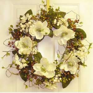 24 White Magnolia & Berry Front Door Wreath:  Home 