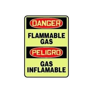 CHEMICAL HAZARDS FLAMMABLE GAS (BILINGUAL) 14 x 10 Lumi Glow Plastic 