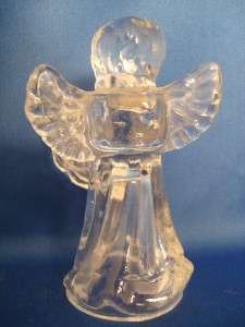 Glass Cherub Angel Christmas Figurine Candle Holder  