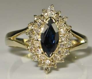 Vintage 14K Gold .83ctw Ceylon Sapphire & Diamond Ring  