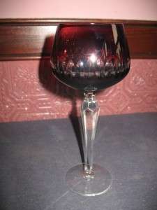 Vintge Bohemian Czech Cut Crystal Ruby Wine Goblet #4  