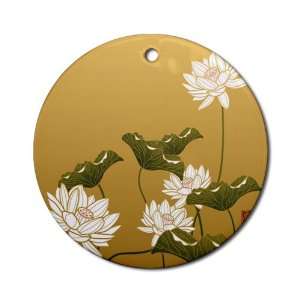    Ornament (Round) Lotus Flower Chinese Flag 