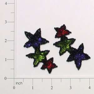  Chinook Cascading Star Applique   Blue, Green, Red   Pair 