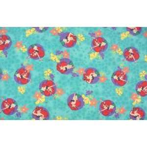   Little Mermaid Ariel Cotton Flannel Fabric By the Yard Arts, Crafts