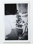 Vintage Snapshot Photo Little Boy Plaid Shirt Mohawk H