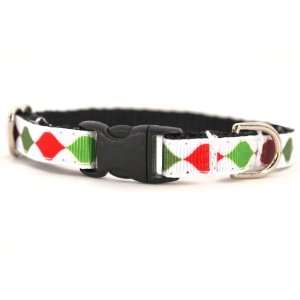  Red & Green Diamonds Christmas Holiday Cat Collar Large 7 