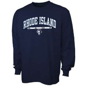 Rhode Island Rams Navy Blue Mascot Bar Long Sleeve Shirt:  