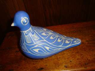 Pablo Zabal Chile Ceramic Blue White Bird Dove  