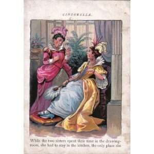  1896 Color Print Cinderellas Step Sisters 5 1/4 X 7 1/2 