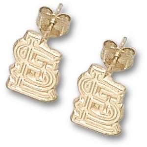  St. Louis Cardinals 3/8 STL Post Earrings   Gold Plated 