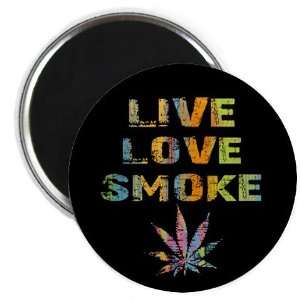  LIVE LOVE SMOKE Marijuana Pot Leaf 2.25 inch Fridge Magnet 