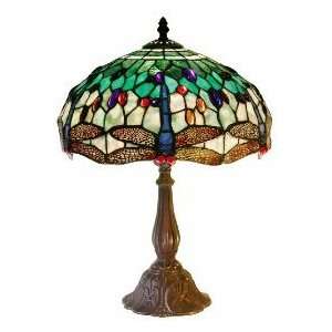  18 White Dragonfly Design Tiffany Style Table Lamp