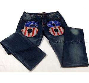 Men Christian Audigier Patriotic Weed Jeans 32x34  