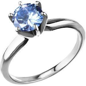 Classic 6 Prong Solitaire Platinum Ring with Fancy Blue Diamond 1/4 