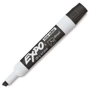  Expo Chisel Tip Dry Erase Low Odor Markers   Black, Chisel 