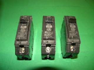 Lot of 3 GE THHQB Circuit Breakers 20 amp 1 Pole  