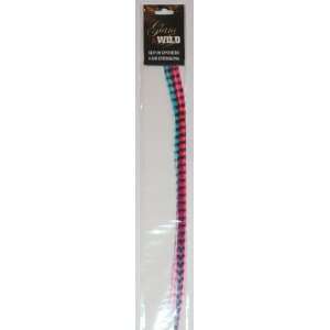   Grizzly Feather Extension Clip In 16   Hot Pink/Blue Beauty