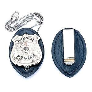  Clip on Leather Badge holder WITH Badge and Chain.(Special 
