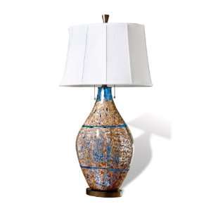  Skyla Sea Blue, Antique Gold Bronze Glass Lamp: Home 
