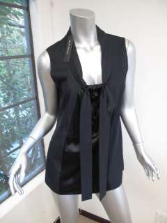  Two Toned Black Sleeveless Tie Front Priscilla Blouse S $198  