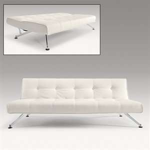  Innovation USA Armless Clubber Convertible Sofa in White 