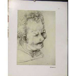  German Drawings Grinewald Lady Face Portrait C1925