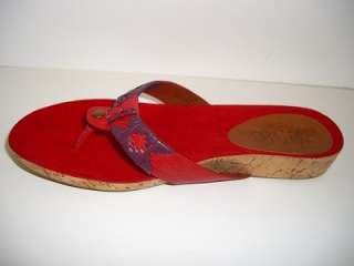 NINE WEST NWSILLYME Red & Purple Womens Shoes Leather Thongs Sandals 