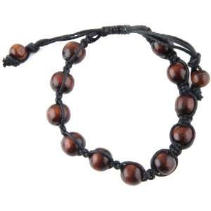  Organic Sizeable Bracelet with Brown Wooden Beads: Jewelry