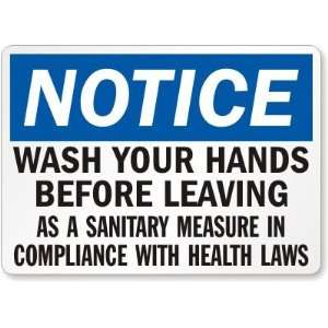   Compliance With Health Laws Plastic Sign, 14 x 10