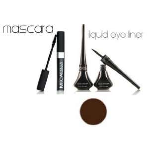 Micabella Mineral Make Up Sultry Eyes Black Mascara & Brown Liquid 