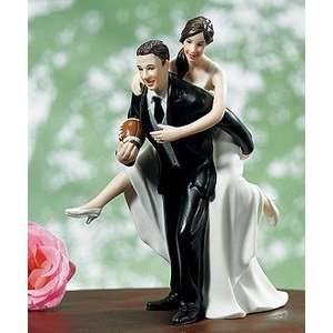  Playful Football Wedding Couple Figurine   Now With Custom 