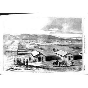  1855 VIEW CAMP SHORNCLIFFE HORSES MOUNTAINS OLD PRINT 