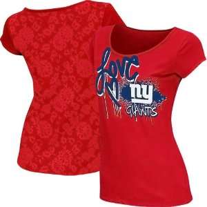  Reebok New York Giants Womens Painted Love Burnout Short Sleeve T 