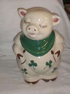   . SHAWNEE USA SMILEY PIG W/CLOVER / SHAMROCKS 12 COOKIE JAR  