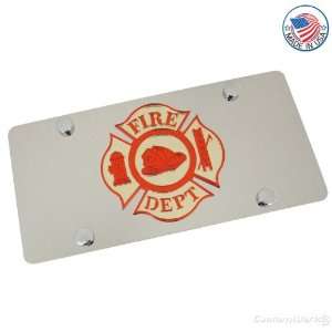  Fire Department Logo On Polished License Plate: Automotive