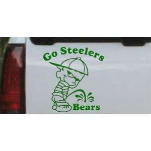 6in X 5.7in Dark Green    Go Steelers Pee On Bears Car Window Wall 
