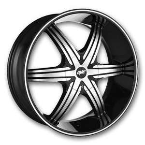  Avenue Wheels A606 22x9.5 Black Low Offset Wheels Only 