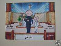PERSONALIZED CARTOON FIRST COMMUNION Gift church  
