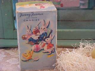   ! VINTAGE FANNY FARMER EASTER CANDY BOX BUNNY RABBIT DUCK CHICKS EGGS