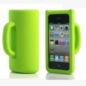 Green / 3d Cute Mug / Cup Silicone Protective Case Cover for iPhone 4 