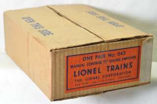Lionel 042 manual control O gauge switches, empty original box with 
