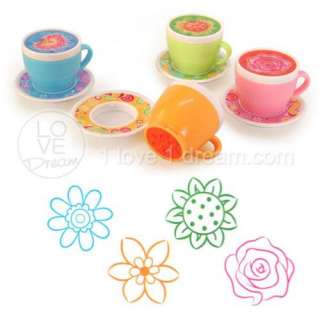 Tea Cups Self Inking Rubber Stamps, 4/Set, [Kids, Party Favors 
