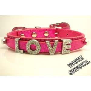 Extra Small Hot Pink Glitter Leather with Swarovski Grade Crystal Pet 
