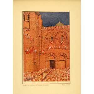 1914 Jules Guerin Church Holy Sepulchre Jerusalem Print   Orig. Hand 